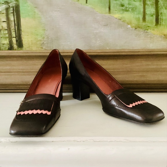 Vtg Etienne Aigner E-Ysabel Brown Square Tow leather pumps women’s 10M Brazil - Picture 15 of 16